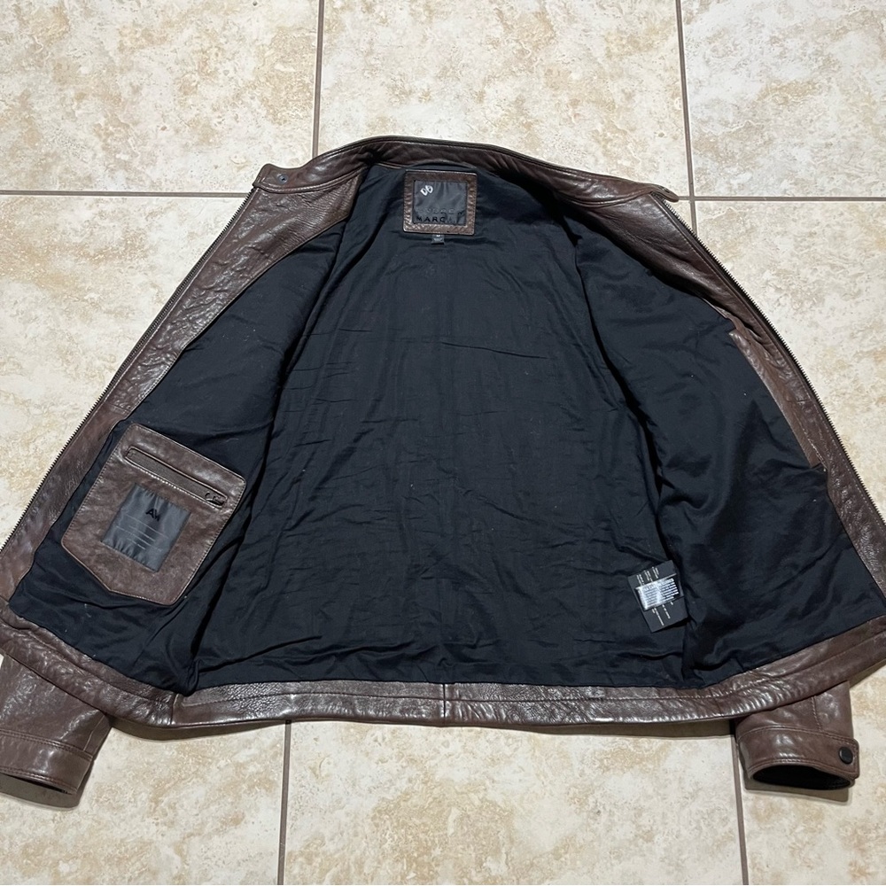 Andrew Marc New York Leather Brown Moto Racer Biker Jacket Men's Size Medium - Picture 4 of 12